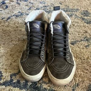 Great winter gray fuzzy van sneakers